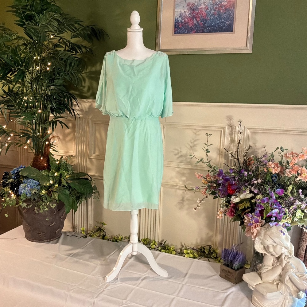 Short mint green Mother of the bride dress